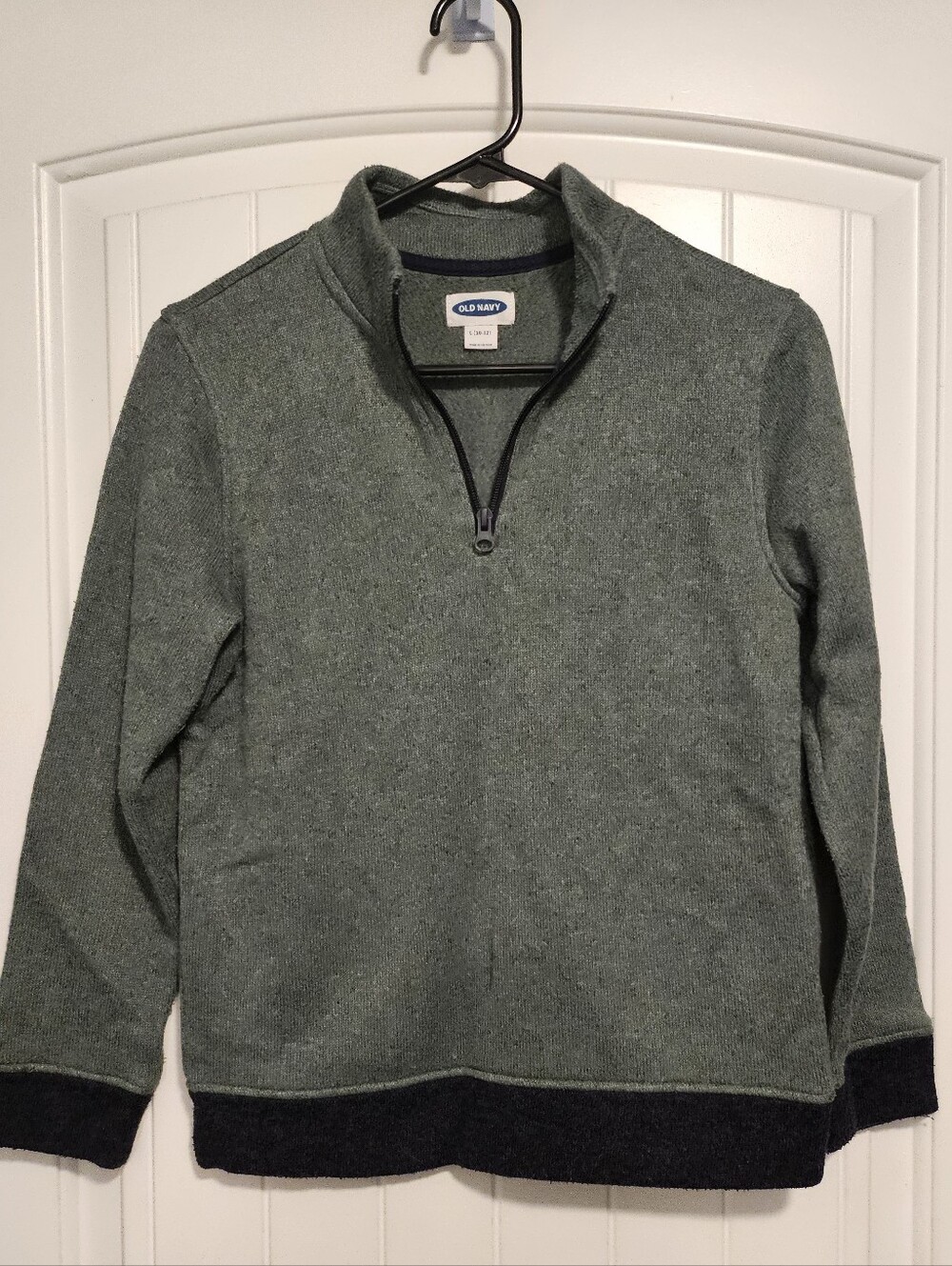 Boy's Olive 1/4 Zip Knit Sweater